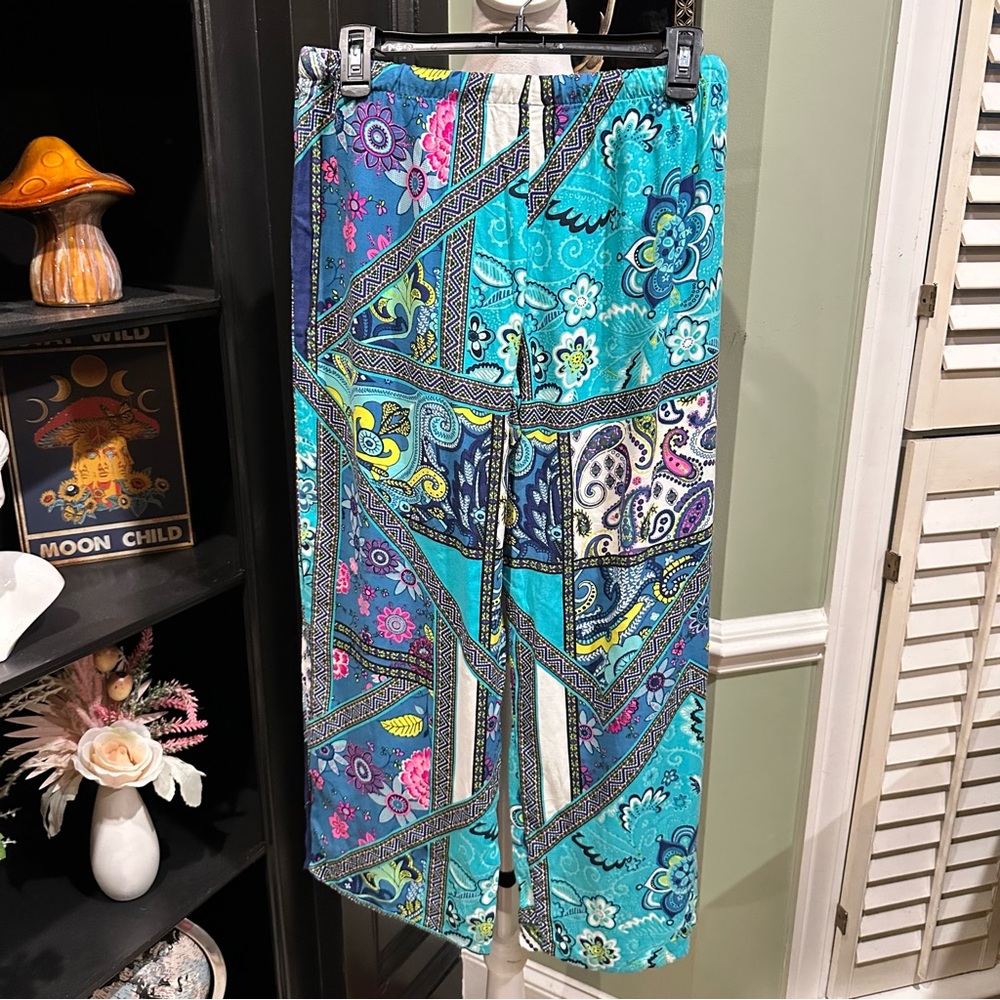 Natori Vibrant Paisley Patchwork Wide-Leg Pants – Size Small - Picture 6 of 10